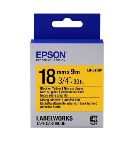 Epson LK-5YBW Ribbon Black on Yellow Strong Adhesive 18mm x 9m